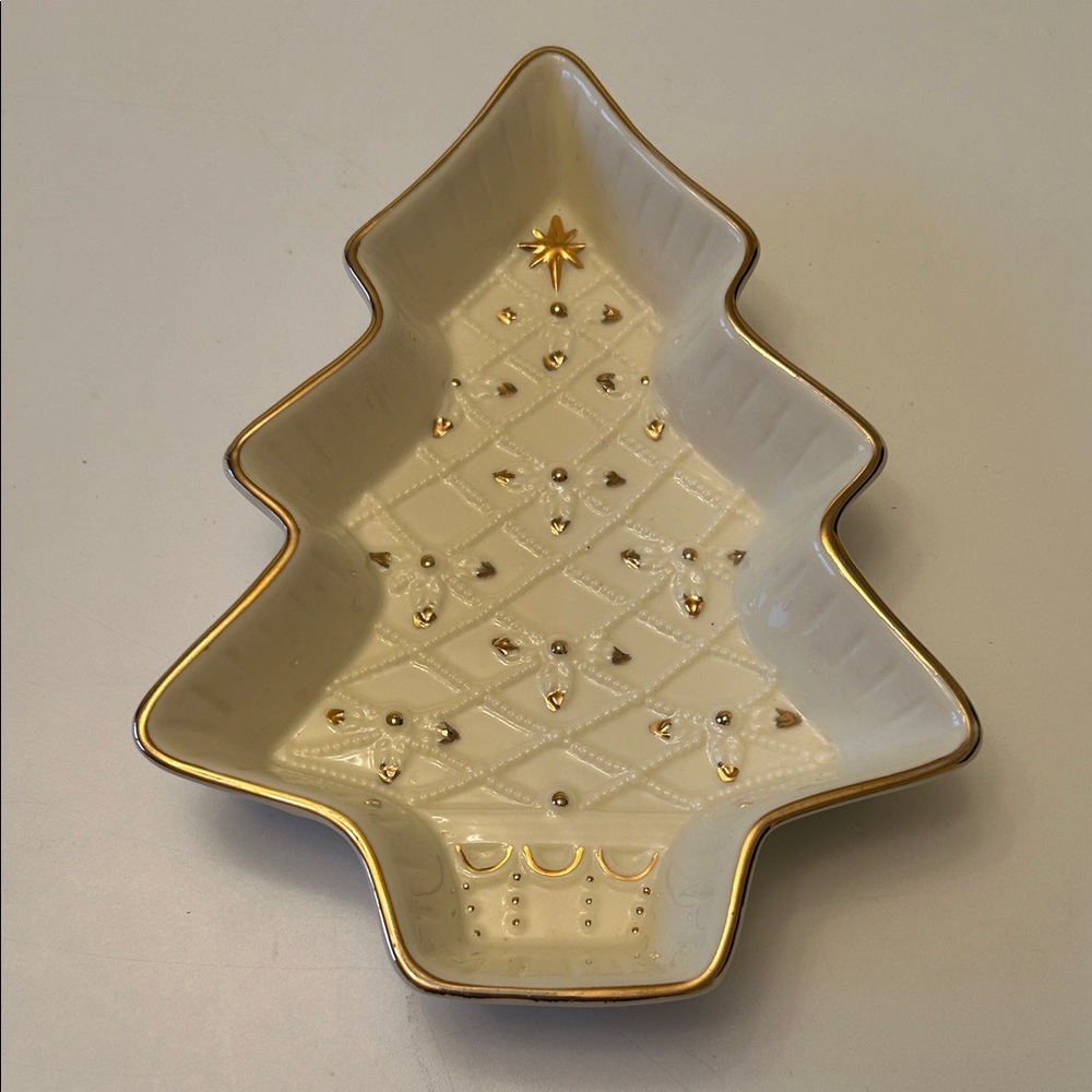 Formalities by Baum Bros. Gold Trimmed Christmas Tree Dish